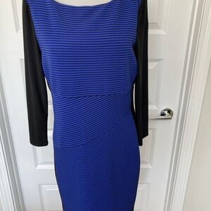 Blue and Black Chaps Dress. Flattering fit.